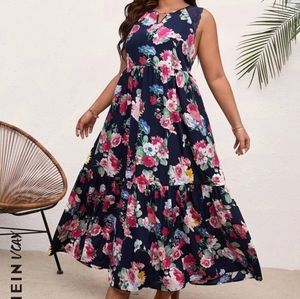 Floral Print Ruffle Hem Maxi Dress